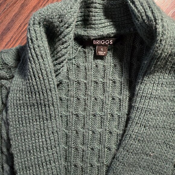 BRIGGS 100% Acrylic Forest Green Cozy Cable Knit Cardigan Sweater SIZE L - Picture 5 of 5
